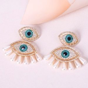 Pearl and Crystal Dangling Earrings